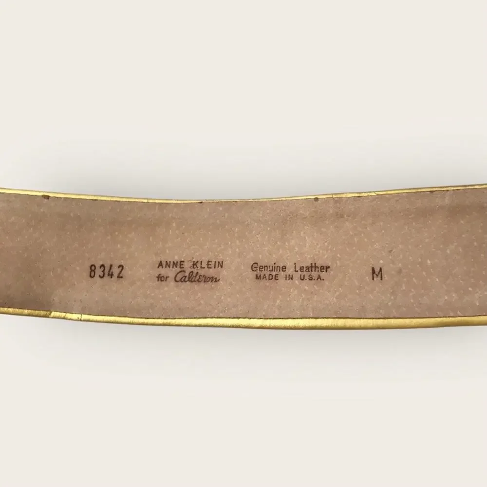 Anne Klein Leather Gold & Cream Belt Classic Wide Design